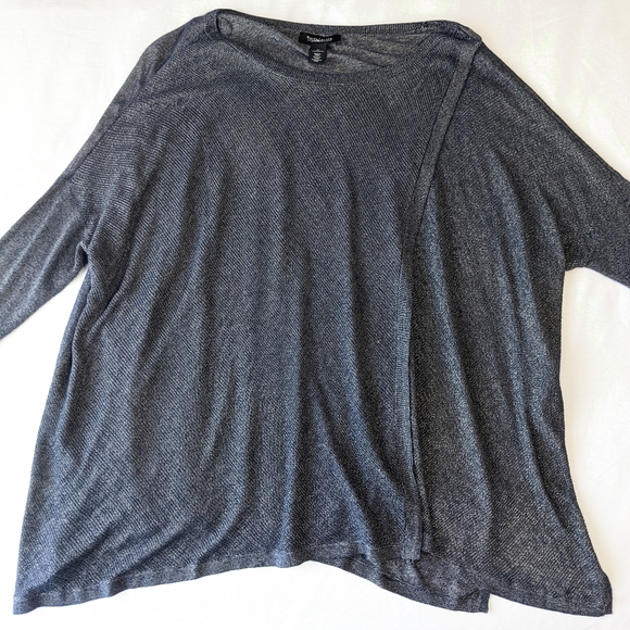 White House Black Market Blue Metallic Knit Top size medium - Picture 8 of 13